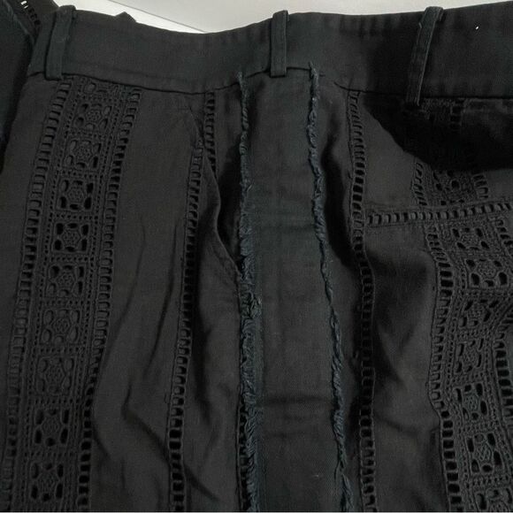 Veronica Beard Leta Eyelet Gaucho Cropped Pants in Black Size 6 - Picture 10 of 10